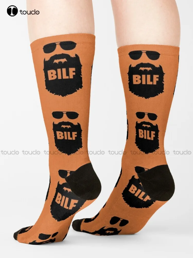 Bilf - Funny Beard Guy Gift Ideas For Dad Beard Guys Gift Set Socks Work Socks Streetwear 360° Digital Print Retro Colorful Art