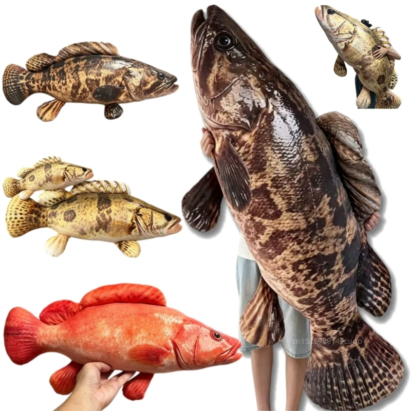 20-150cm Simulation Soft Giant Fish Plush Doll Pillow Tiger Spot Carp Mandarin Sea Fish Stuffed Toy Home Decor Gift For Boys