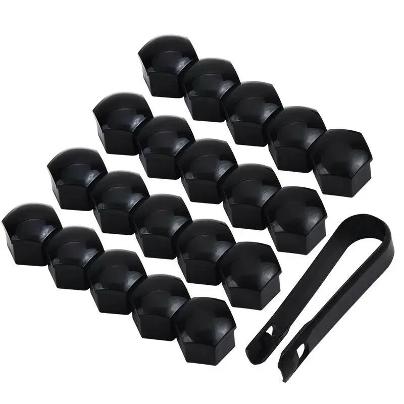 17mm Nut Cap GLOSS BLACK ALLOY WHEEL NUT BOLT COVERS CAP UNIVERSAL SET FOR ANY CAR USEFUL