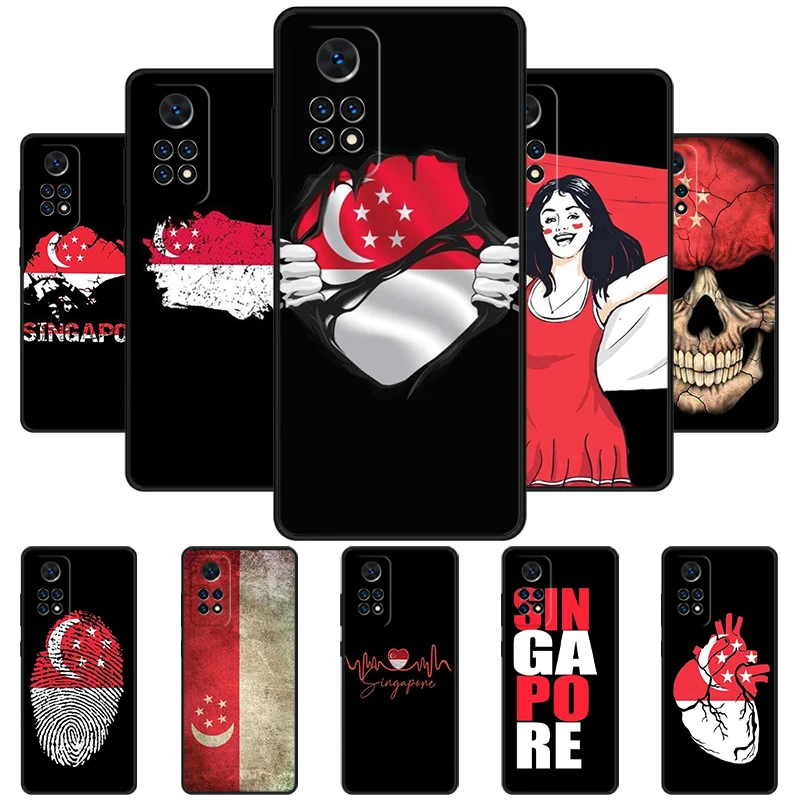 Singapore Flag Phone Case For Redmi Note 11 EPro 11S 10T 9S Promax 8 Pro Xiaomi Mi 11 12X 12S Ultra Cover