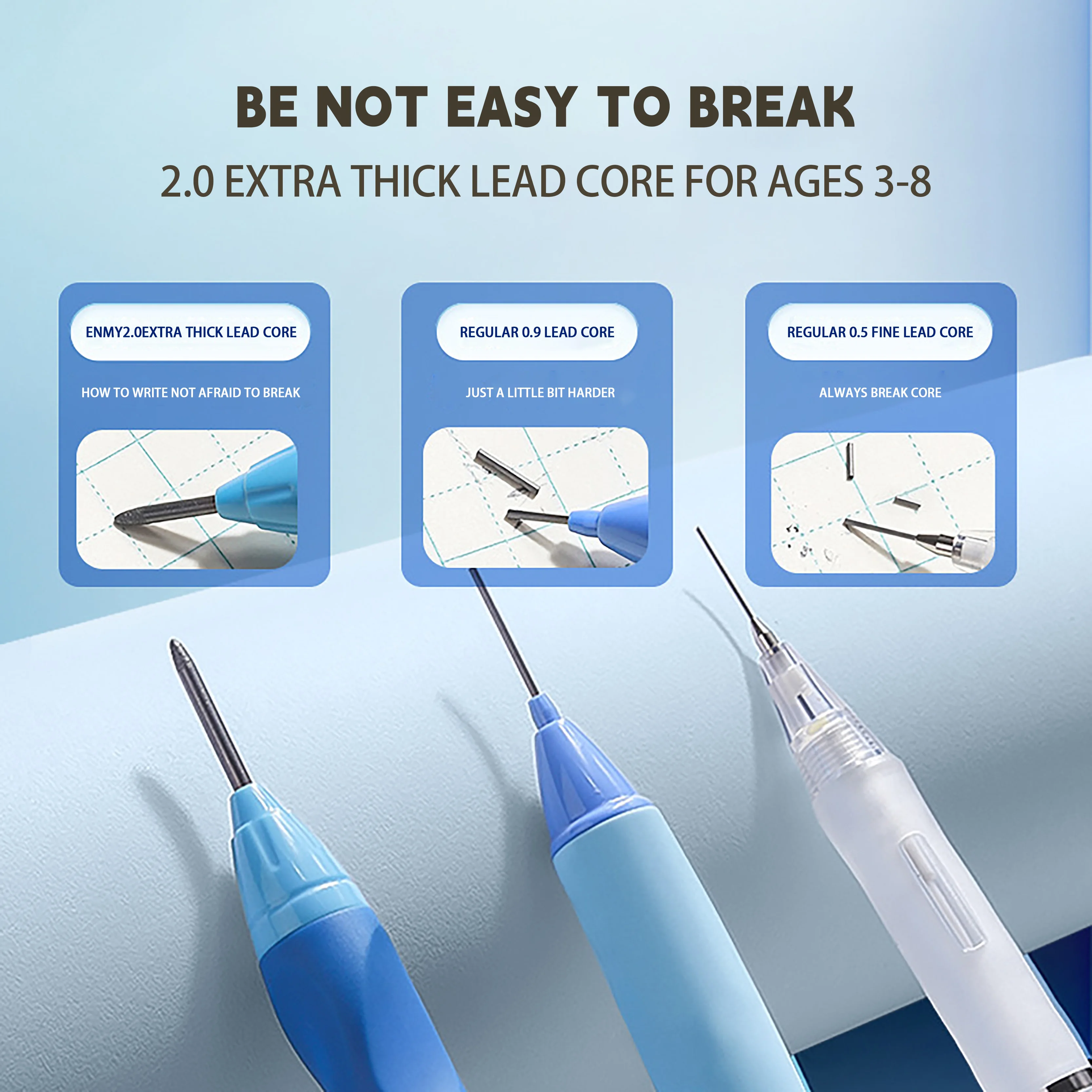 قلم رصاص أوتوماتيكي 2.0 مم لطلاب المدارس الابتدائية أداة كتابة للأطفال للمبتدئين لوازم مكتبية للمدرسة