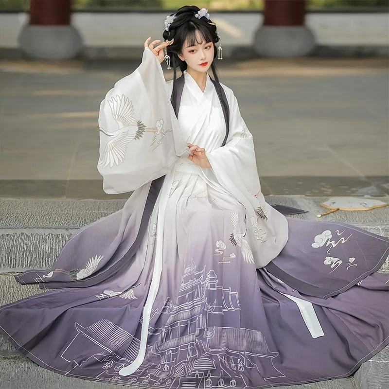 Ancient Hanfu Elegant Fairy Princess Cosplay Costume Lady Spring Summer Chinese Style Jin Made Original Clothing Folk Dance Wear