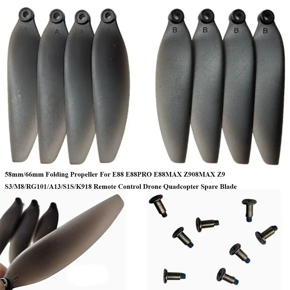 New Universal Folding Propeller Blades 58mm/66mm Black Remote Control Drone Parts Plastic Quadcopter Spare Blade