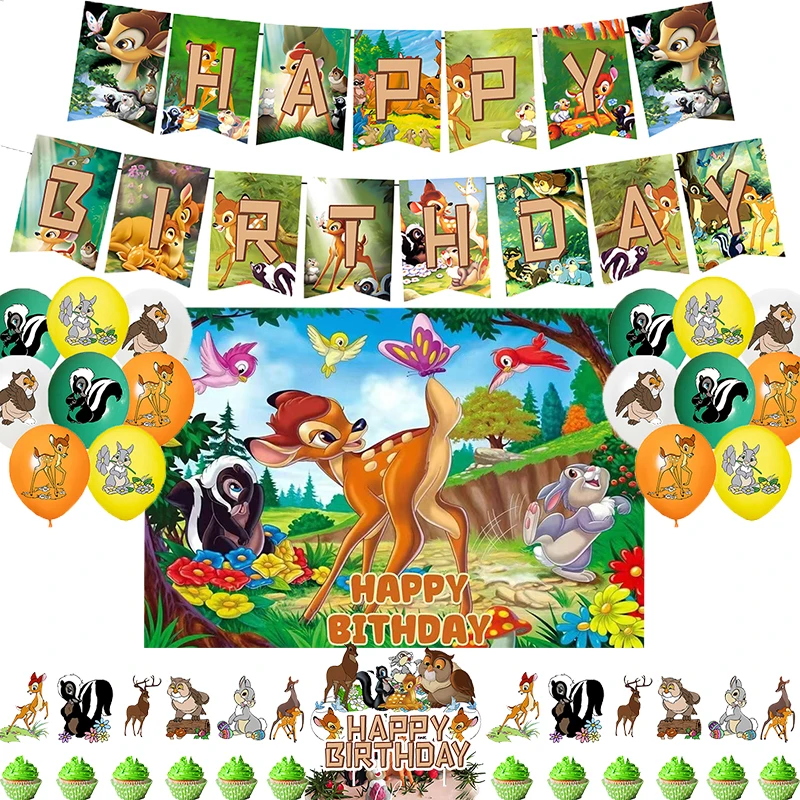 Bambi Birthday Party Decoration Balloon Backdrop Banner Cake Topper Boys Birthday Party Supplies