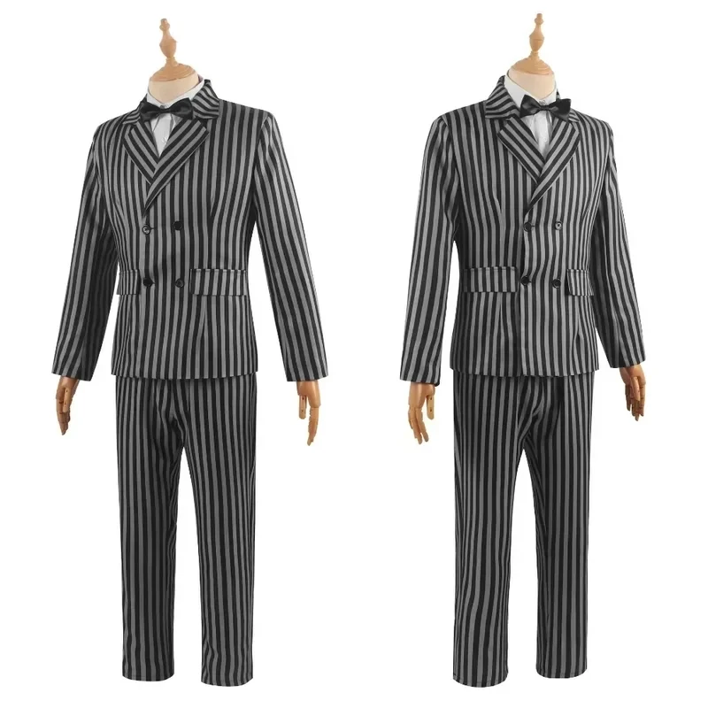 

♛2026♛ Movie Gomez Addams Cosplay Costume Adult Black Purple Uniform Men Long Sleeve Coat Pants Suit Halloween Carnival Party O❤