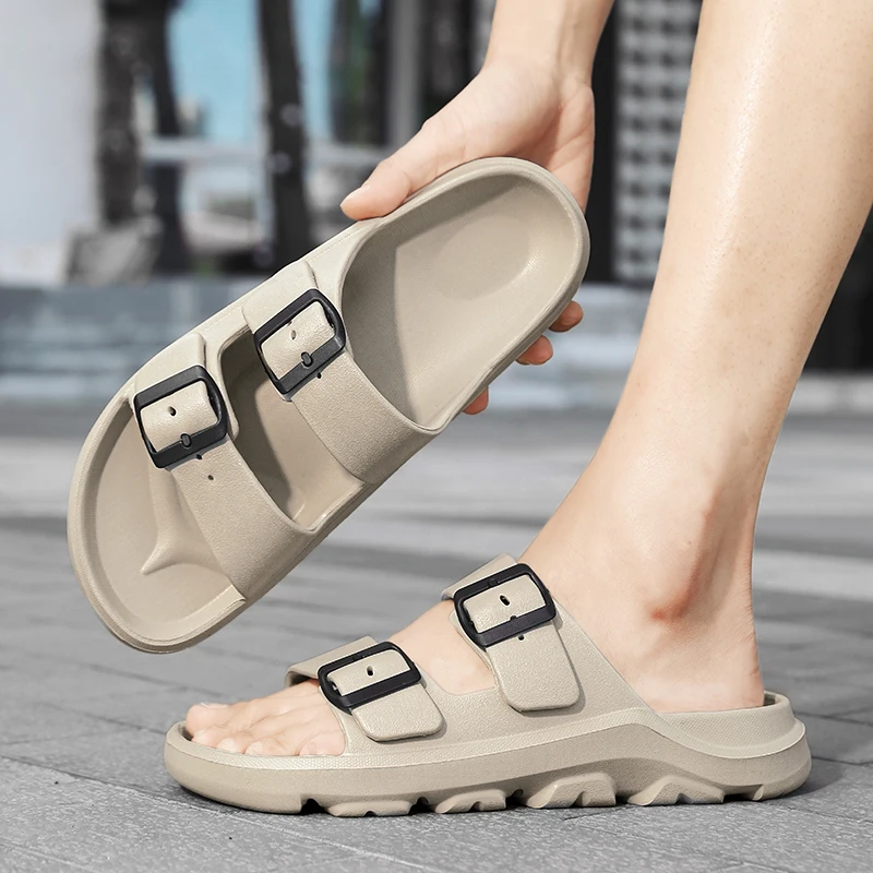 Men Slippers Women Brand 2024 Summer Soft Sandal Mens Beach Casual Shoes Platform EVA Slides Male Non-slip Flip-flop Mules 36-46