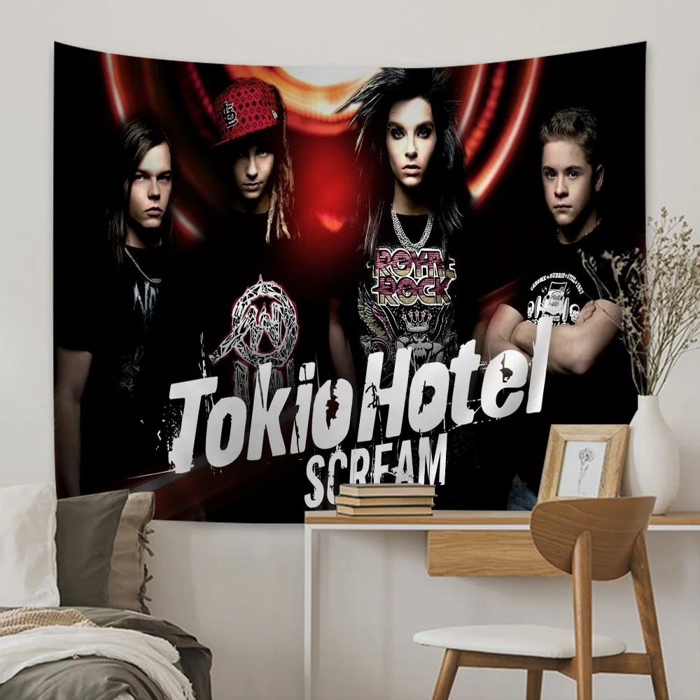 

T-Tokio H-Hotel Band Retro Printed Hippie Wall Hanging Tapestries Bohemian Wall Tapestries Mandala INS Home Decor