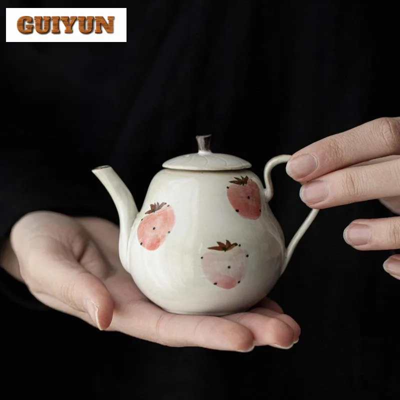 

120 мл чайник в виде порошка Инь, домашний чайник ручной работы с клубникой, античный чайник с фильтром, японский чайный набор, подарки ручной работы