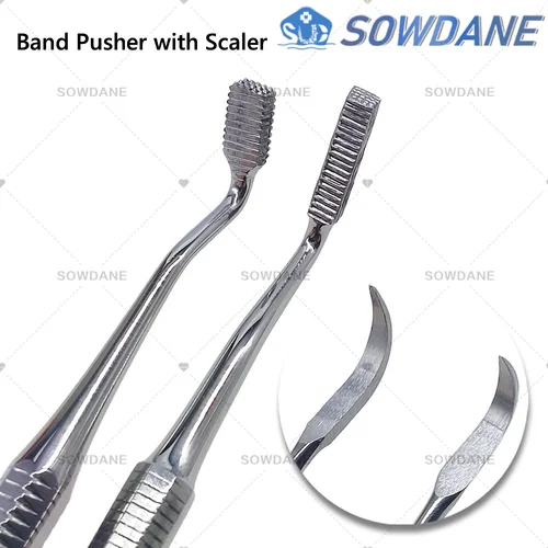 Punta corta y larga Dental de doble extremo con escalador, herramienta de limpieza Dental, instrumento de banda de ortodoncia, empujador de asiento