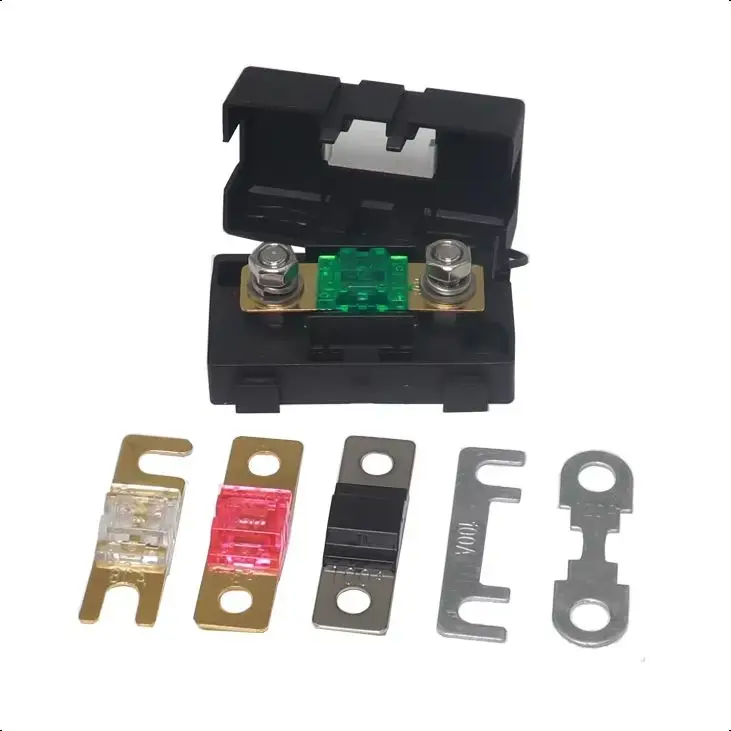 【1Set】Bolt Type Fuse 20A 30 40 50 60 70 80 100 120 125 150 175 200A ANS-H 1-Way Midi Fuse Holder ANS-8 Safety Plate Base Box