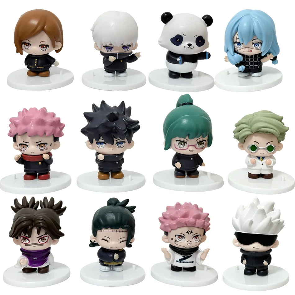 

12Pcs Jujutsu Kaisen Q Version Anime Figures Set Gojo Yuji & Megumi PVC Collectible Toys for Desktop Decoration Gifts In Stock