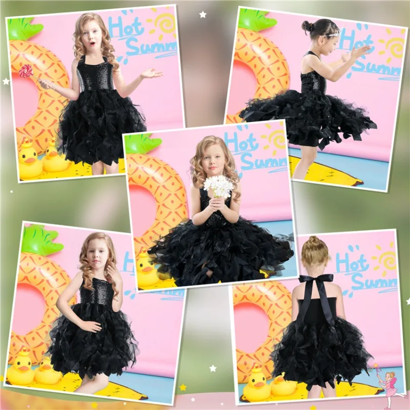 

Модное праздничное платье для девочек 2026 года, летние платья маленькой принцессы, радужный сетчатый танцевальный костюм, детская одежда на день рождения