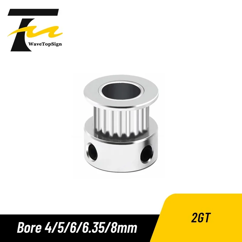 wavetopsign 20 Teeth 2gt Timing Pulley Bore 4/5/6/6.35/8mm For 2mgt Gt2 Synchronous Belt Width 6/10mm Small Backlash 20teeth 20t