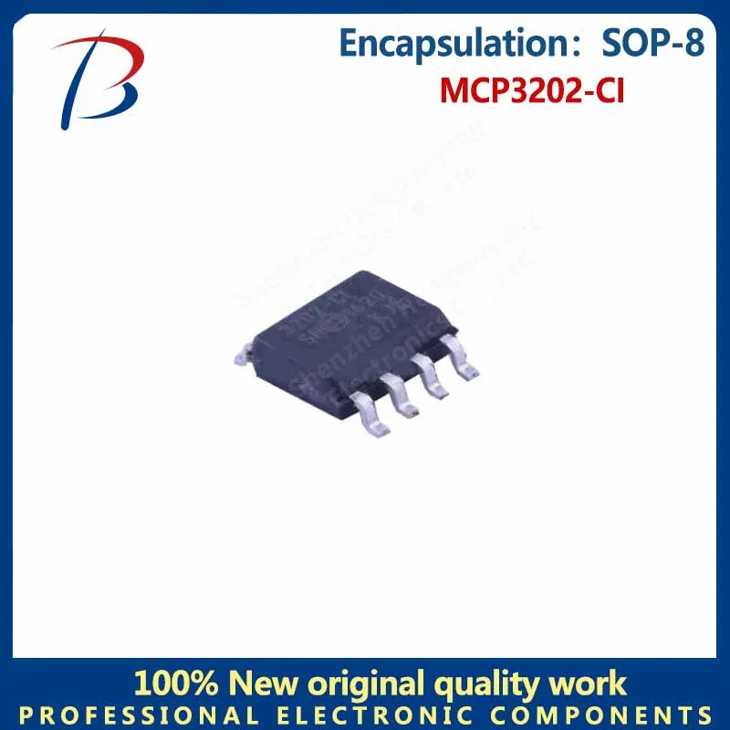 5pcs  The MCP3202-CI digital-to-analog converter is packaged with SOP-8 silkscreen 3202-CI