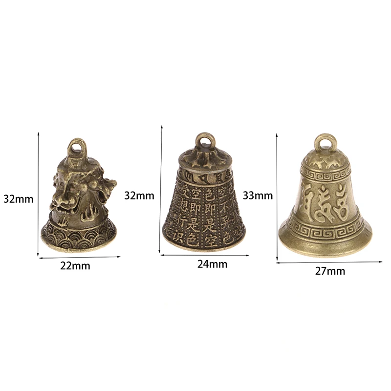 HOT! Alloy Retro Three Lion Bell Wind Chime Car Pendant Antique Bell Mini Sculpture Pray Guanyin Bell Shui Feng Bell