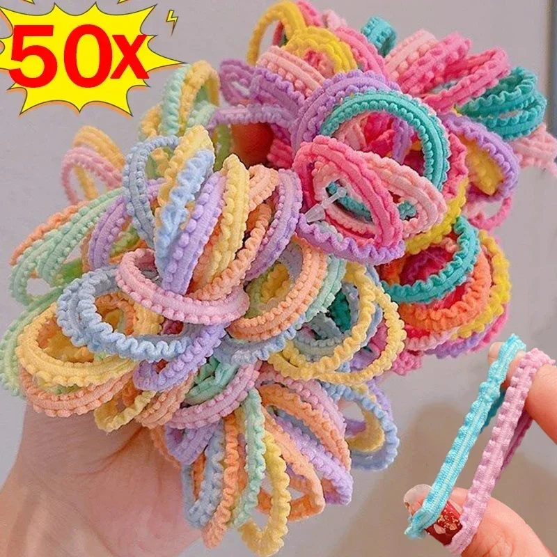 

50/5pcs Colorful Flower Hair Ties Girls Kids Elastic Rubber Band Headband Scrunchie Sweet Rope Ponytail Holders Accessories