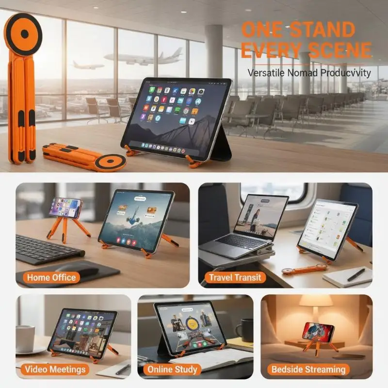 Universal Magnetic Phone Stand Foldable Portable Sturdy Structure Holder for Phones Tablets Students Study Desk Office Use