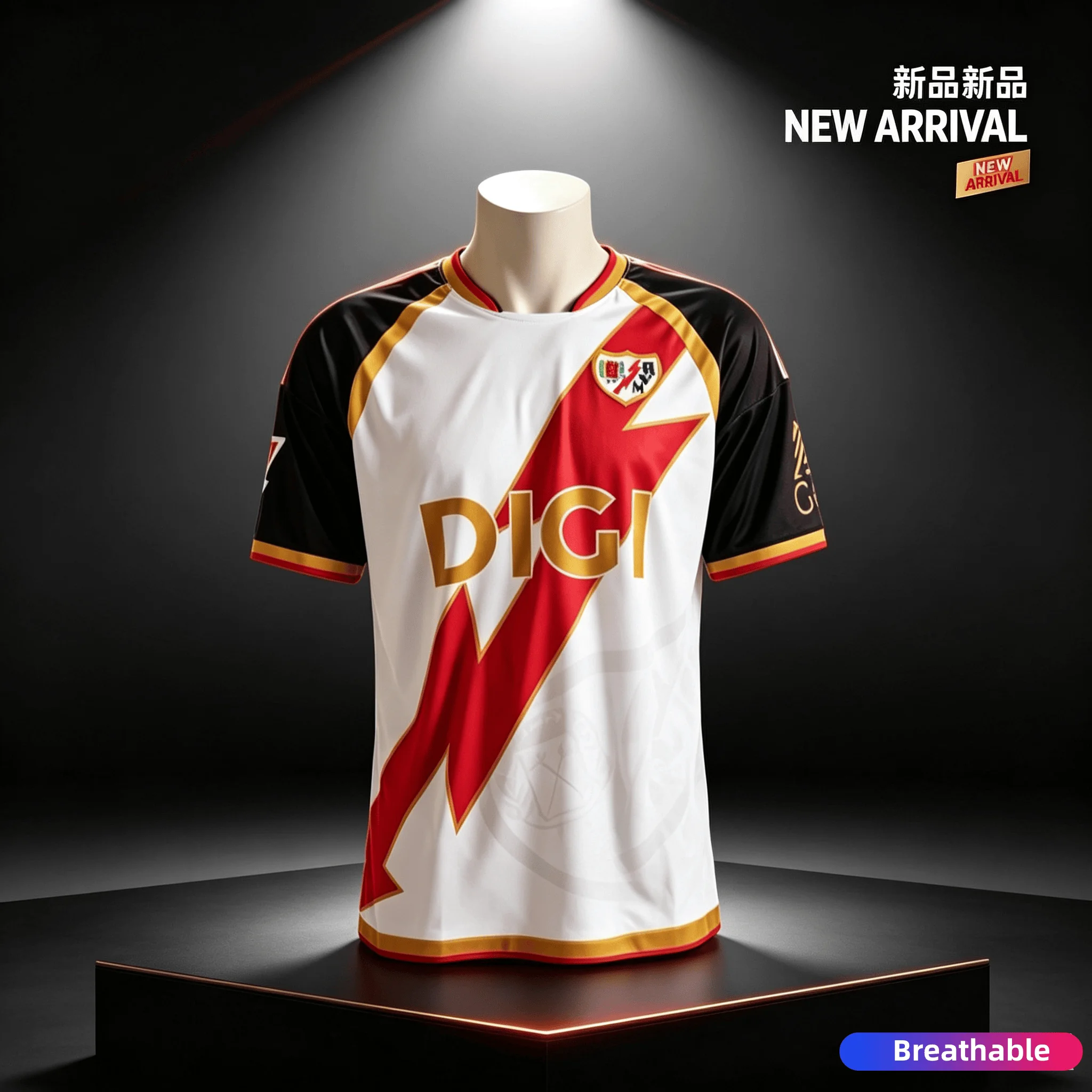 2026-27 Sommer Erwachsenen-Top Atmungsaktives Rayo Vallecano Heim-Fußballtrikot für Herren und Damen Schnelltrocknendes Sport-Auswärtstrikot Familien-T-Shirt