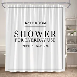 White Bathroom Shower Curtain Black Line Modern Minimalist Solid Colour Bath Curtains Polyester Fabric Bathroom Decor with Hooks