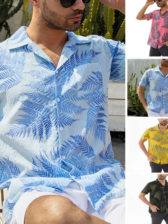 

Casual Loose Printed ort Sve irt Polyester Fiber Summer Season Chinese Production Regular Thin Flip Collar Design