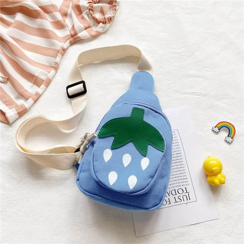 New Cute Little Strawberry Kids Chest Bags Lovely Friut Girl Boy Backpack Children Chest Pouch Pack Travel Crossbody Bag