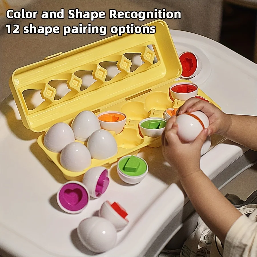6/12 قطعة التعرف على الألوان والشكل مطابقة ألعاب على شكل بيضة ، ألعاب ألغاز تعليمية للمهارات الحركية الدقيقة للتعلم المبكر #4