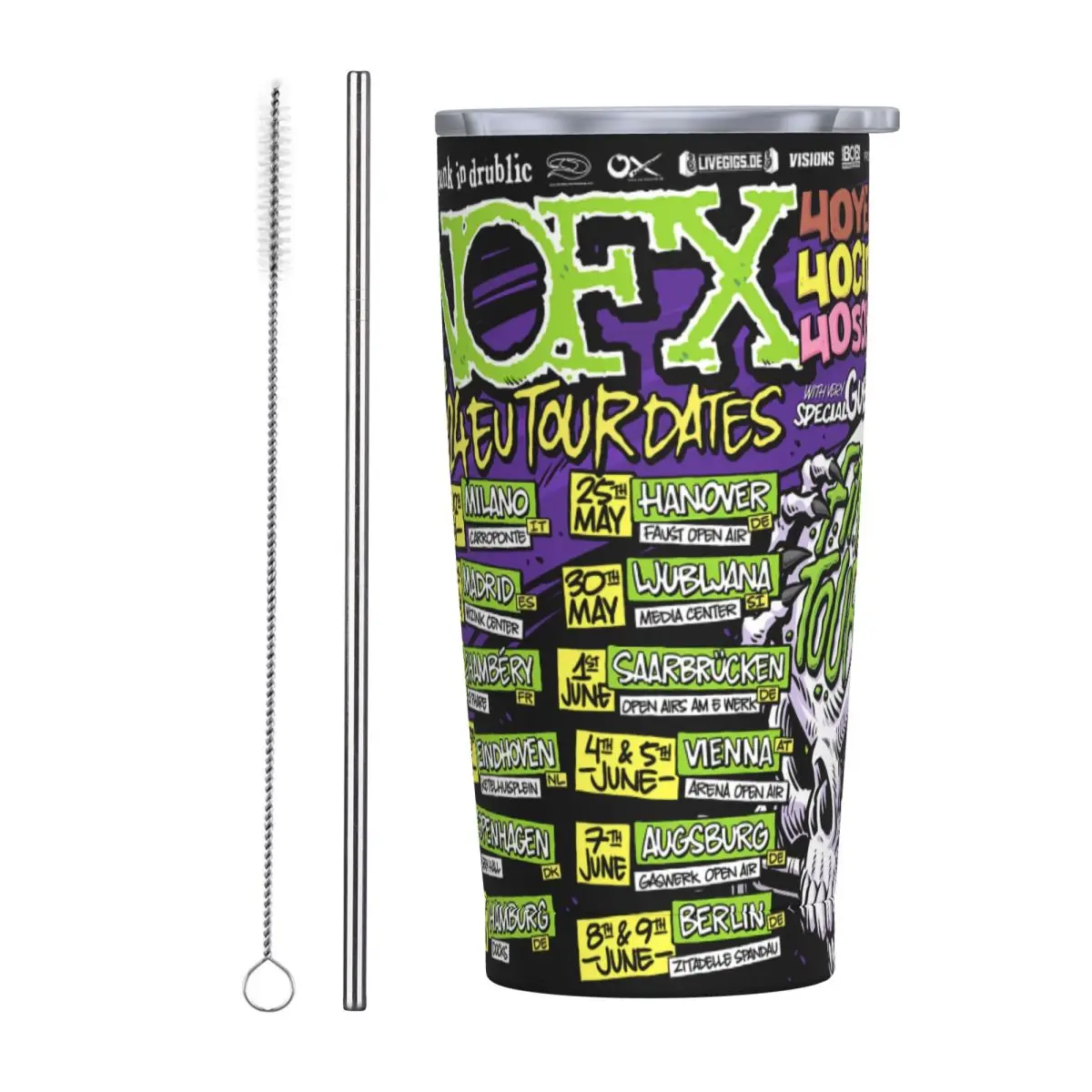 Nofx Band Final Tour Skull (9) Stainless Steel Tumbler Vacuum Insulated Mug Thermal Cold Cups Straws With Lid 20oz
