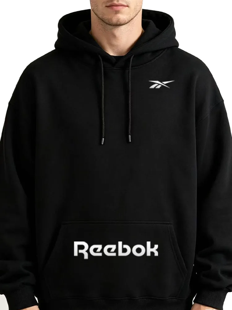 Reebok brand men's hooded jacket - Simple and fashionable style - Various solid colors - Comfortable and suitable for street wea