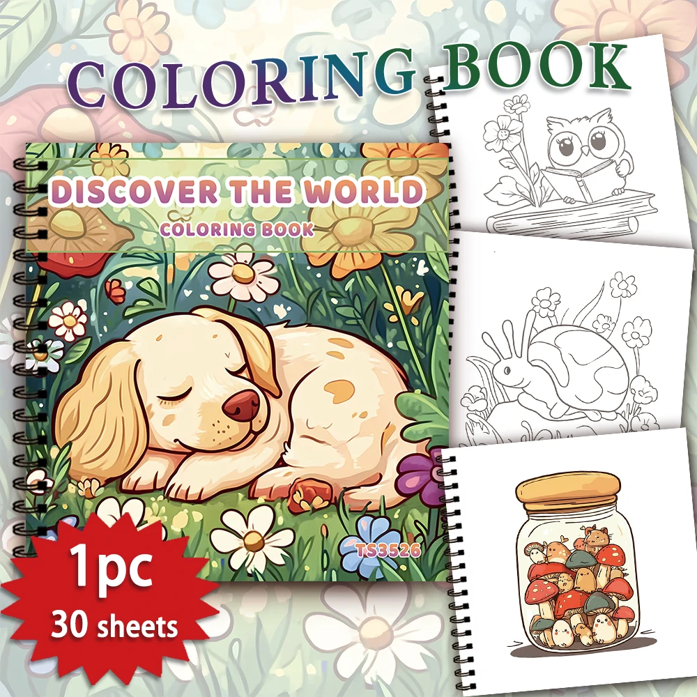 

1pc,Puppy Colouring Book - Teen Colouring Book - 30 Sheets, 8.3x 8.3 inches, Adult Stress Relief, Birthday, Holiday Party Gift