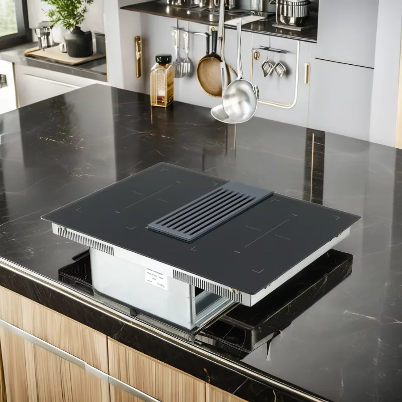 The range hood has 4 built-in burners
