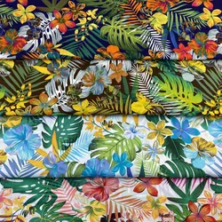 0.5M/1M/5M/10M Tropical Print Cotton Poplin - 100% Cotton Beachwear Fabric for DIY Sewing Quilting Designer Cloth (by Meter)