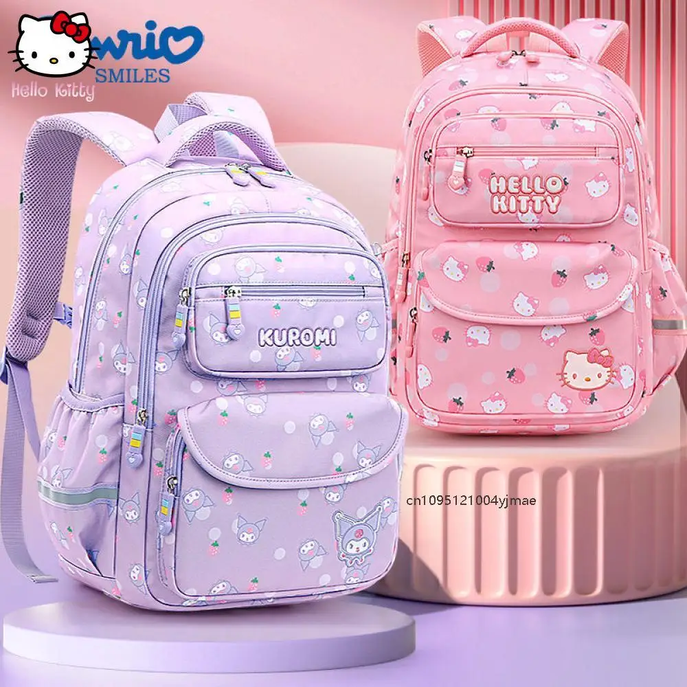 

Sanrioed Kuromi Student Schoolbag Cinnamoroll Cartoon Bags Burden Alleviation Protect Spine Waterproof Anti Lost Backpack Kawaii