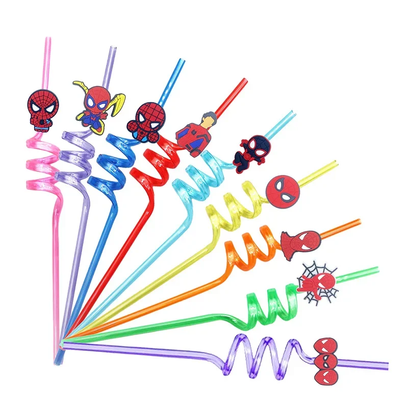 SpiderMans Drinking Straws Kids Boys Girls Birthday Party Decoration Baby Shower Cartoon Anime Marvels Party Supplies Toys Gift