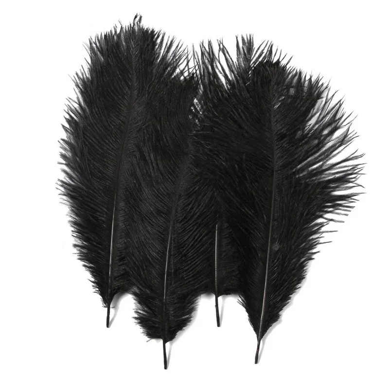 Venta al por mayor de plumas de avestruz negras, plumas decorativas para manualidades, accesorios de decoración de mesa, jarrones de boda artesanales