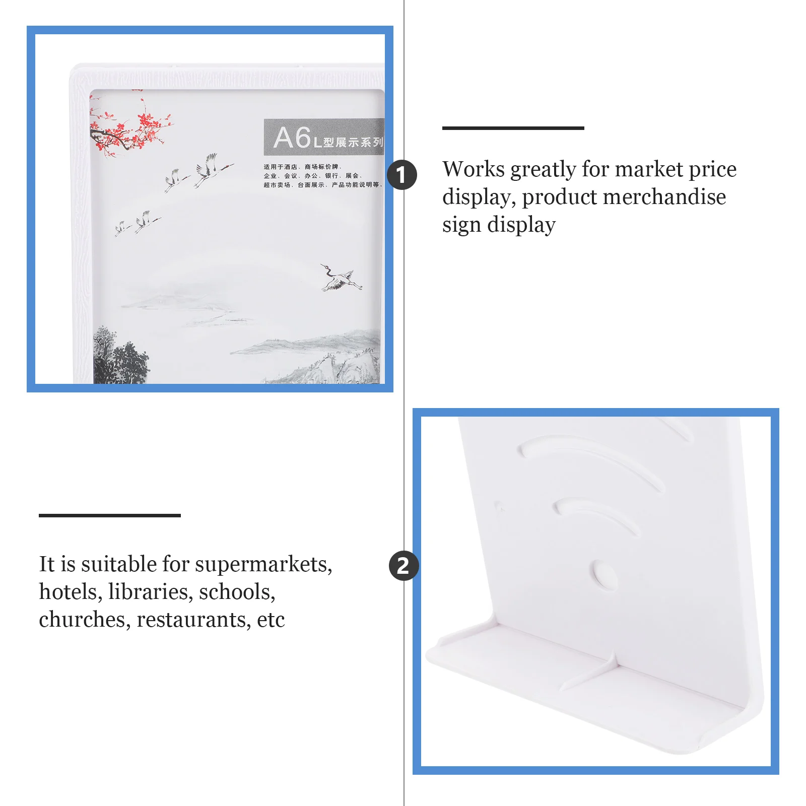 A4 Menu Display Board Flyer Stand Price Ticket Tags Showing Shelves for Slanted Rack L-shaped Holder Sign