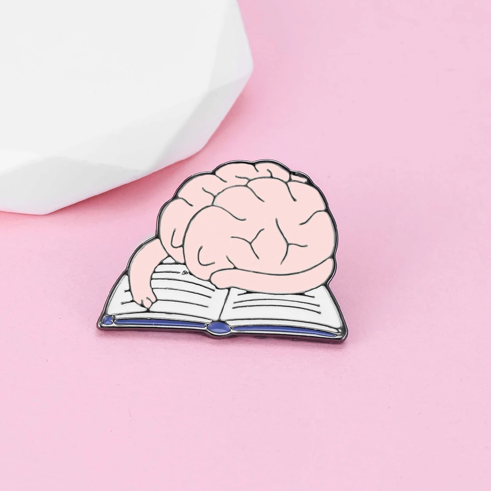 DCARZZ مضحك الدماغ المينا دبوس النساء الرجال على ظهره حقيبة التلبيب بروش شارة مجوهرات اكسسوارات هدايا