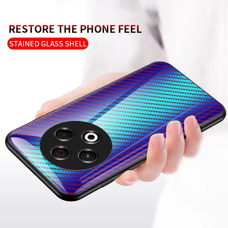 Tecno Spark 30 4G KL6 Custodia in fibra di carbonio con grana in vetro temperato Cover posteriore rigida Custodia per telefono Paraurti in silicone per Tecno Spark 30 4G