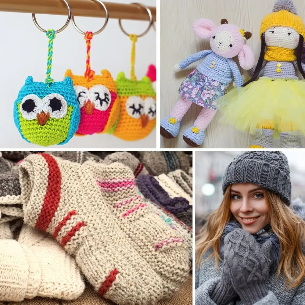 เข็มถักยาวแบบทำด้วยยางหลายขนาดแบบ DIY เข็มถักนิตติ้งตะขอเสื้อสเวตเตอร์