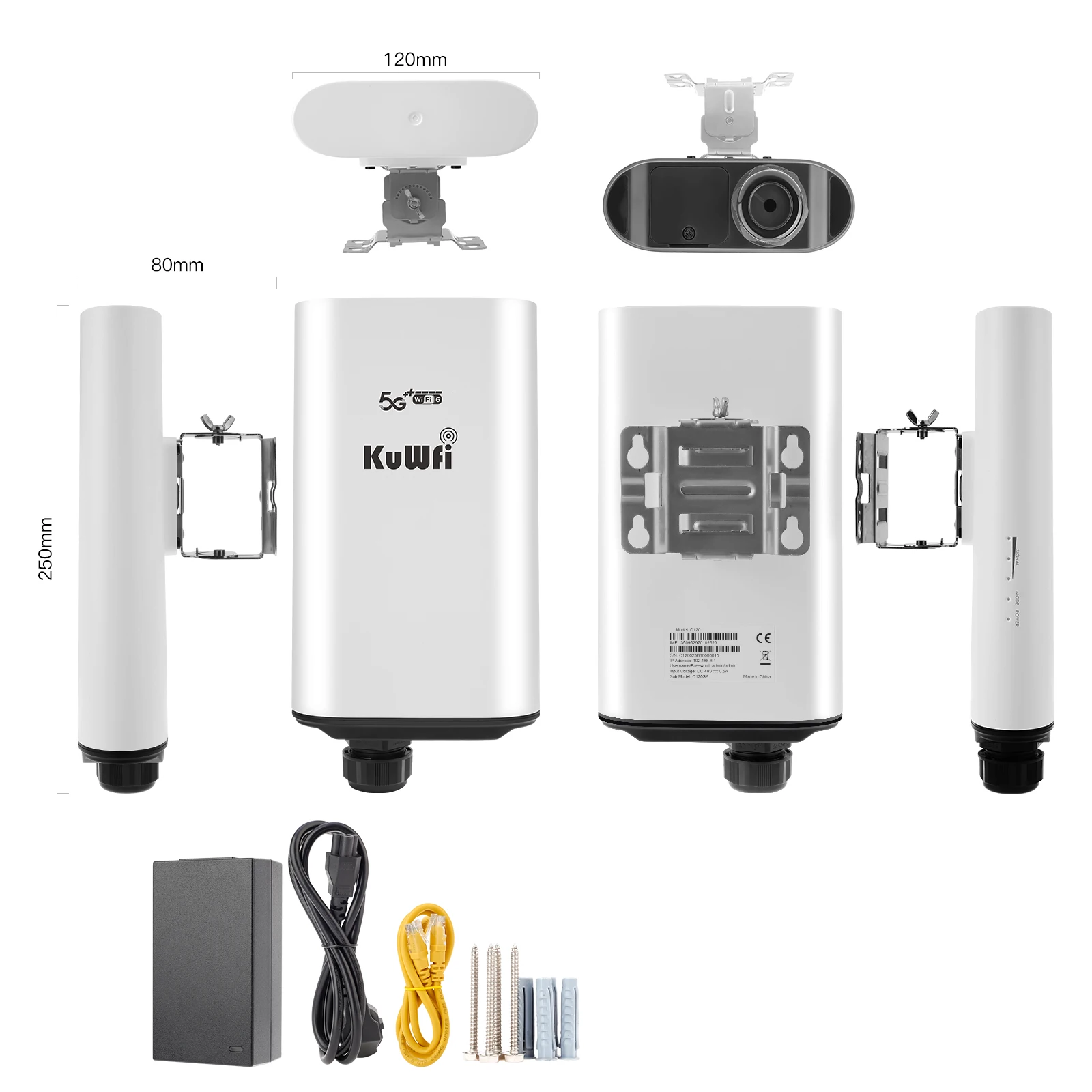 راوتر TLF KuWFi C120 5G مع فتحة للبطاقات خارجي IP65 مقاوم للغبار X55 شرائح WIFI6 5G راوتر خارجي #6