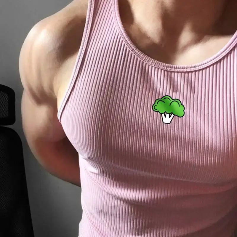 GYM VEST American Summer Knit Ice Silk Ribbed Fitness Sports Leisure Slim Men's Vest Men's I-back Solid Color Sleeveless Vest 3