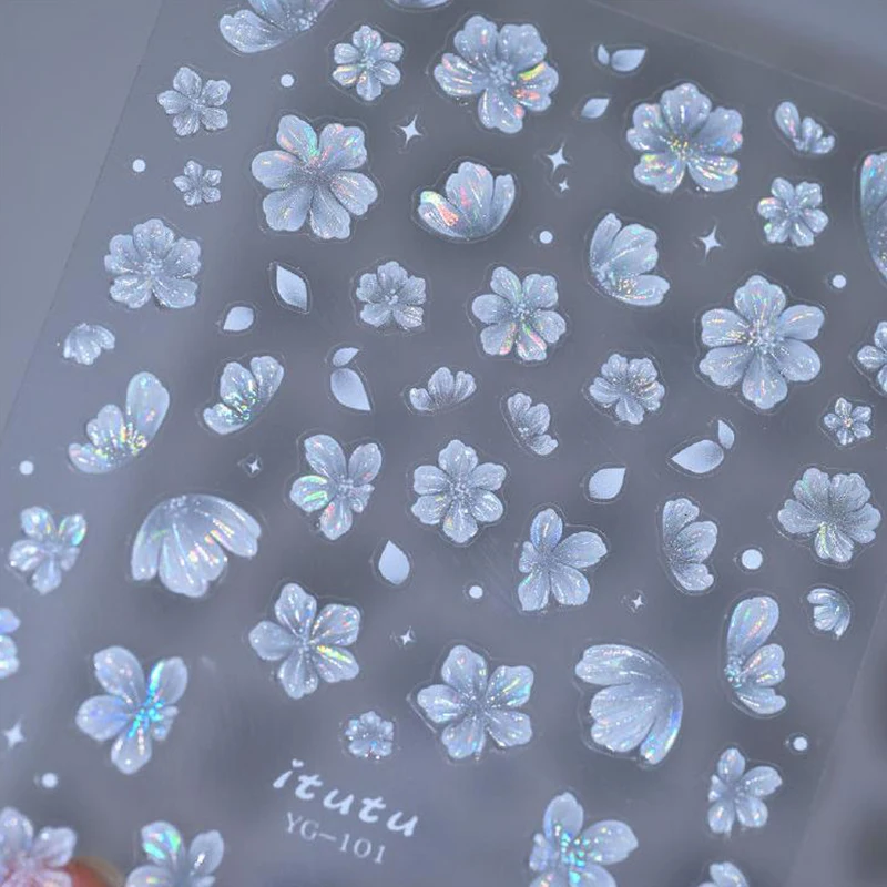 Fashion Sweet Flower Nail Sticker Creative Embossed Three-dimensional Flower Nail Sticker Exquisite Decoration Nail Stickers