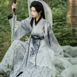 Traditional Chinese Embroidery Hanfu Dress Weijin Period Men Women Straight Costume Vintage Immortal Cosplay Stage Show Clothing