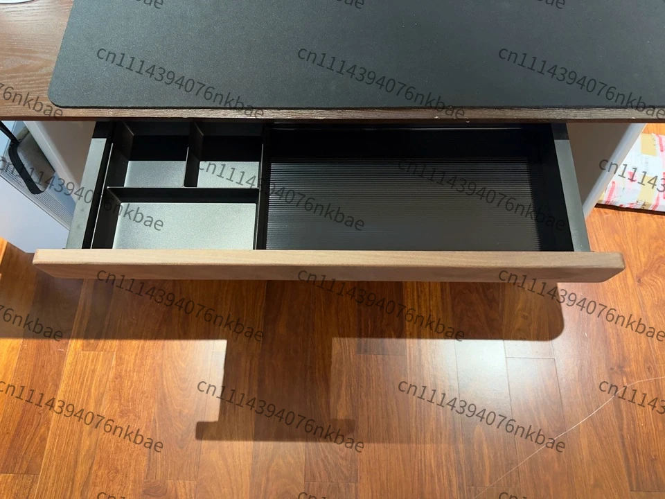 Black Walnut Wood Under Desk Drawer Organizer Hidden Standing Storage Shelf Office Accessory For Computer Desk