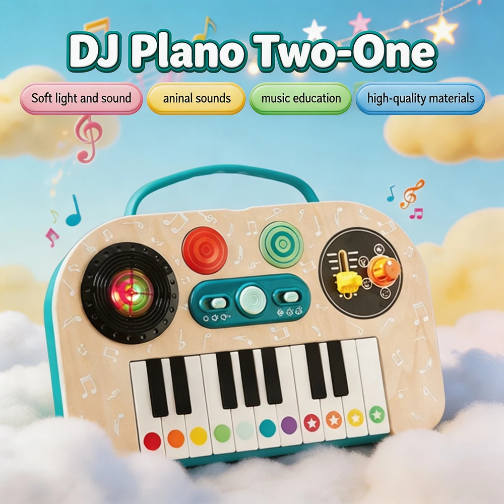 2 in 1 DJ Mixer Electronic Piano Toy Multifunctional Musical Instrument Educational Sound Play Toy Ideal Birthday Holiday Gift