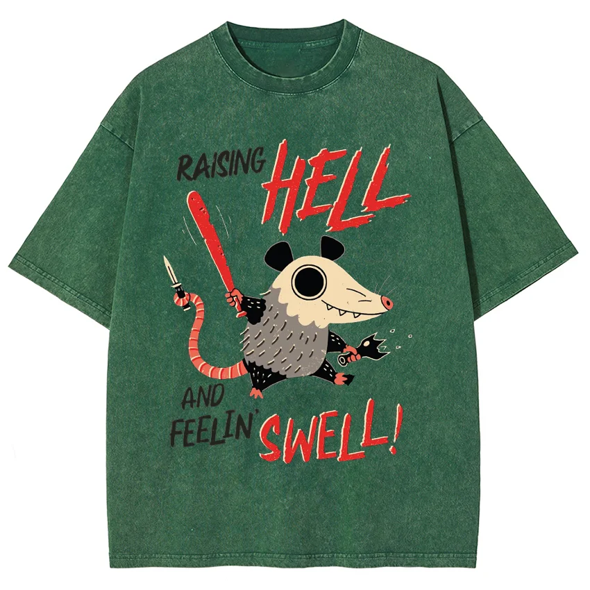 Japanese Cartoon Mouse Print Women T-Shirt Washed Denim Oversized Cotton High Quality Half Sleeve Casual Fashion Top Y2k Tees