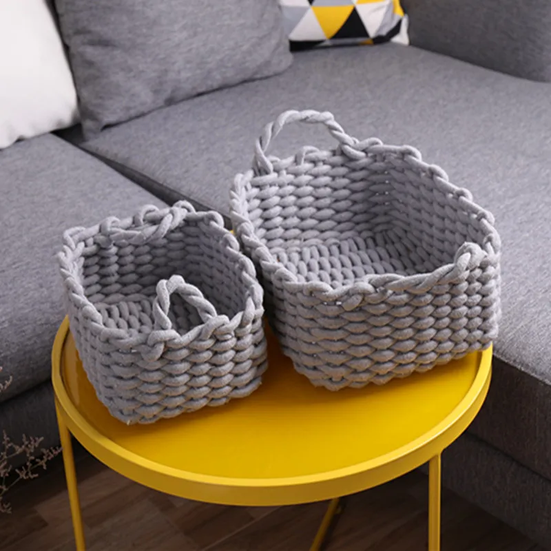 Storage Frame Cotton Thread Woven Storage Basket Simple Clothing Miscellaneous Items Storage Basket Snacks Storage Basket