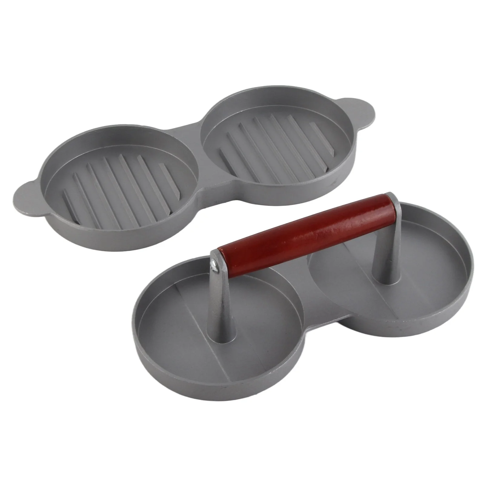 

Aluminum Alloy NOn Stick Double Burger Press Mold Hamburger Meat Beef Kitchen Tools