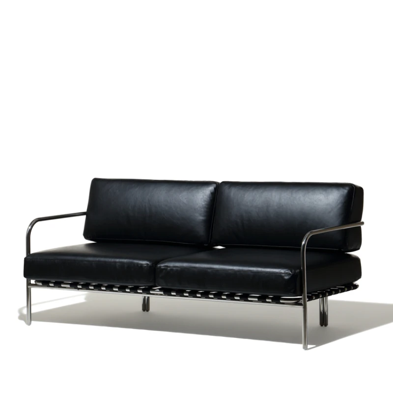 Santa Barbara two-seater sofa / vintage Bauhaus stainless steel