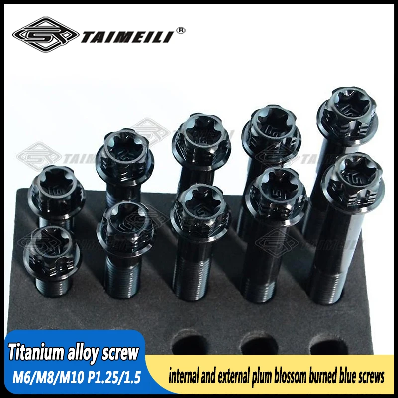 TAIMEILI GR5 TC4 Black Torx Plum Flange Head Titanium Screws 1PCS, M6×10-70mm M8×10-70mm M10×25-90mm p1.25/1.5