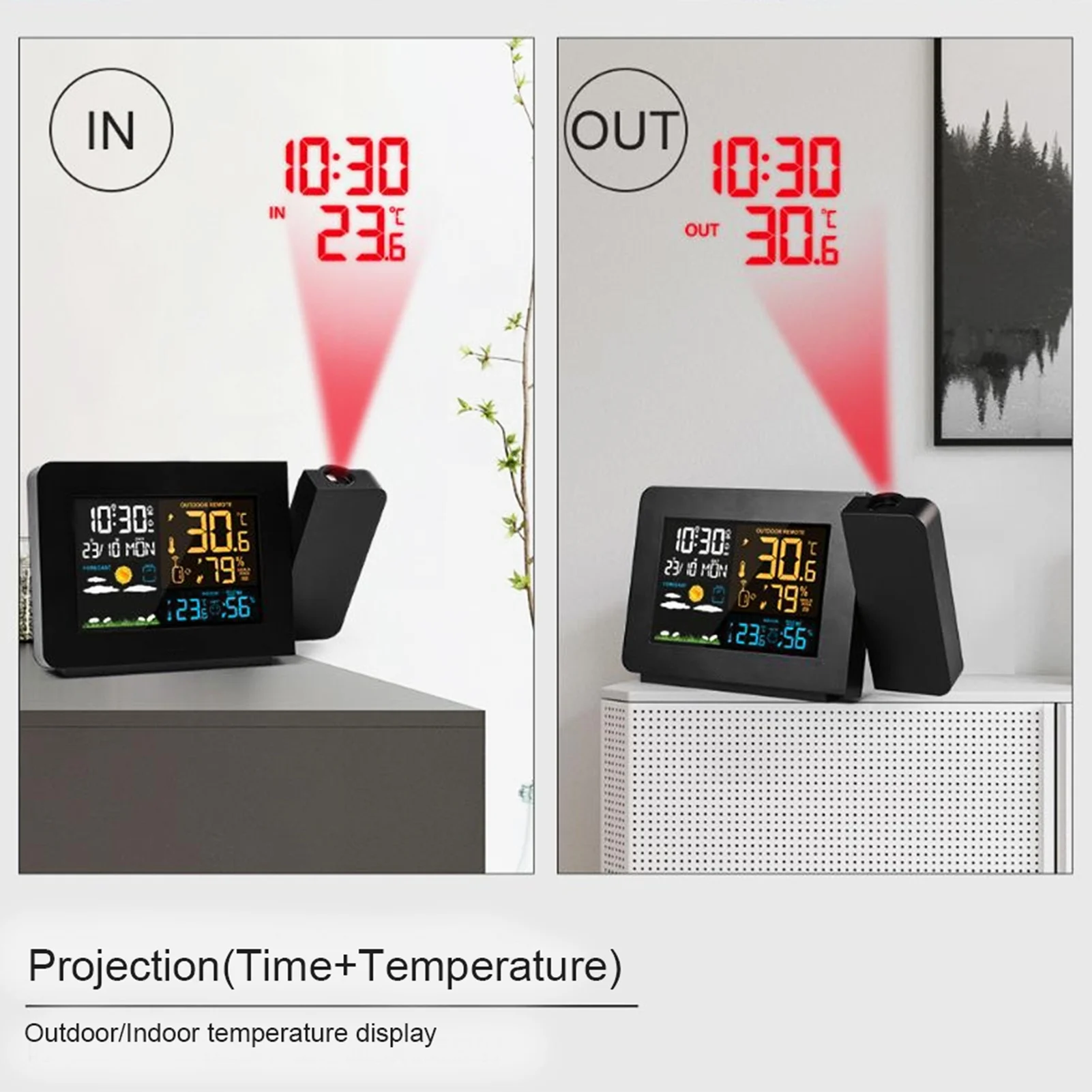 Weather Forecast Electronic Clock Weather Forecast Temperature Detection Projection Alarm Clock Waterproof Digital Clock